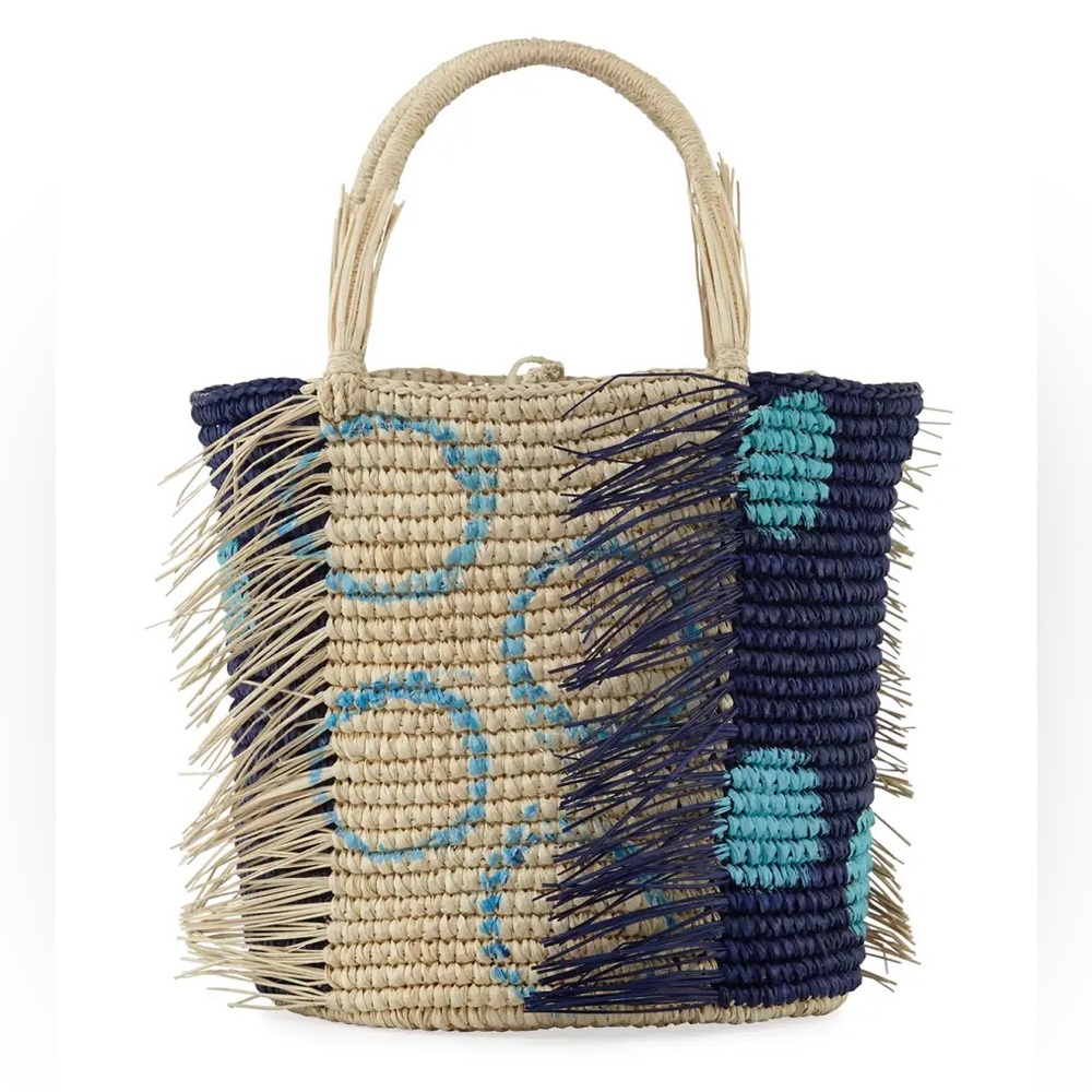 SENSI STUDIO Fraye Polka Dot Medium Straw Tote Bag